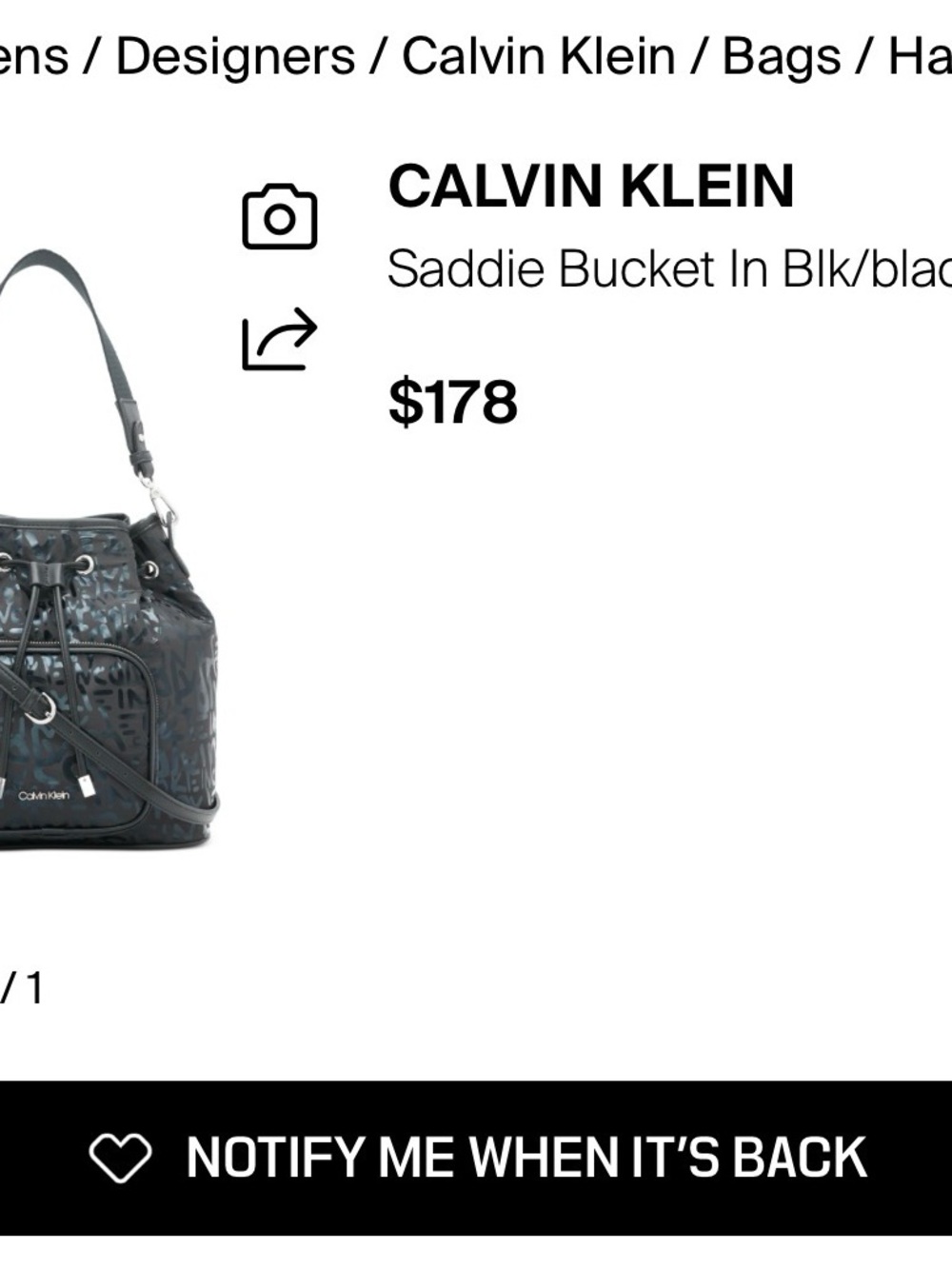 Calvin Klein Black Logo-Print Saddie Bucket Bag